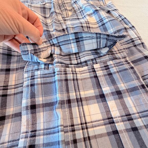 Old Navy Plaid Flat-Front Shorts Men’s 33 Blue white Cotton - Picture 6 of 9
